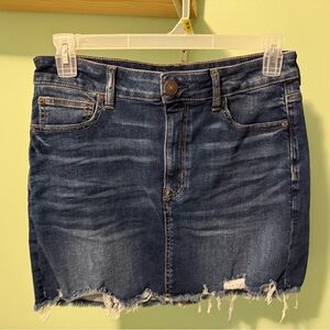 American Eagle Outfitters Dark Blue Distressed Denim Mini Skirt